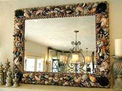 large Dark polished seashell mirror
