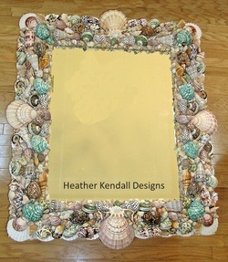 green and brown turquoise seashell mirror